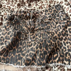 Zara Leopard-Print Denim Mini Skirt - Brown & Black